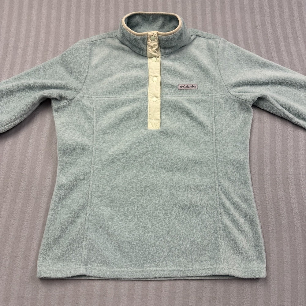Columbia Jacket Womens Medium Blue Fleece 1/4 Snap Pullover Hiking Outdoor